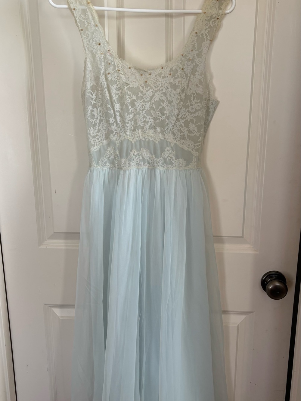 VTG Lace Bodice Tulle Dress in Light Blue